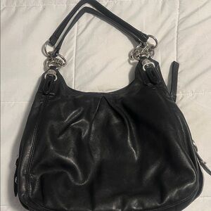 Vintagae Coach Black Leather Shoulder Bag